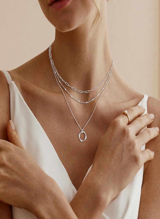 MFRYK Gold Necklaces for Women,14K Gold/Silver Plated Choker Layered Necklace Dainty Pearl Disc Cross Circle Heart Pendant Chain Stackable Necklaces, Multilayer Jewelry Set Gifts for Women - Image 3